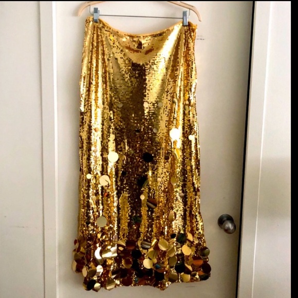 🎉Plus Size Elegant Gold Or Silver Long Sequin Formal Midi Skirt - Picture 2 of 14